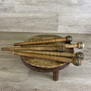 Vintage Lot of 5 Wood Bobbins All Are 10" in Length/ Spools Textile Mill Spindle